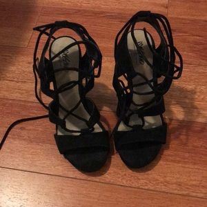 Black lace up heels
